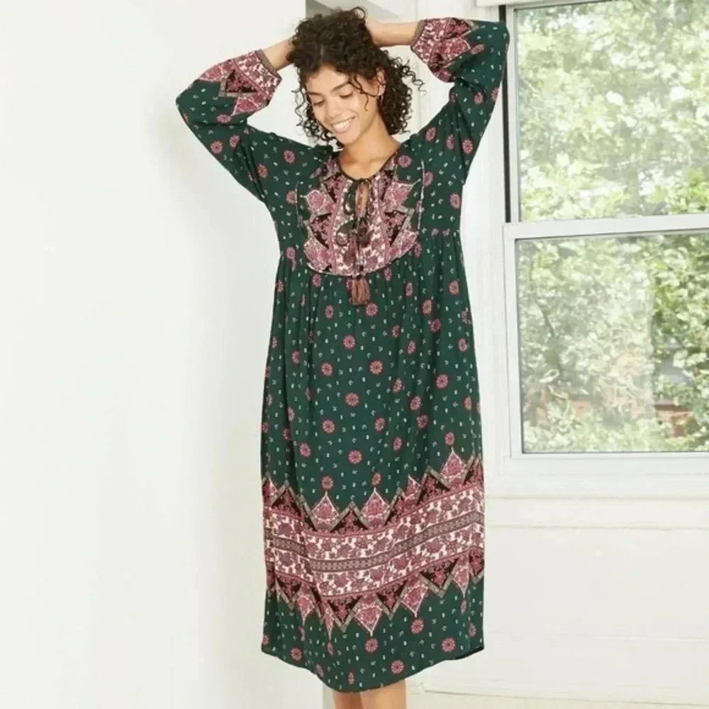 Knox rose printed dress with tassel Medium